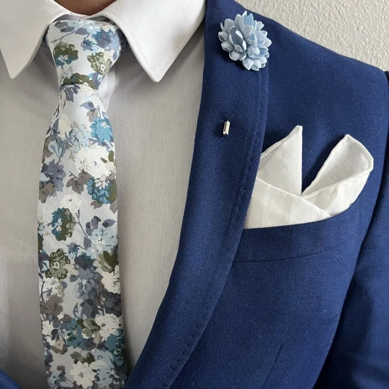Floral Dusty Blue Tie
