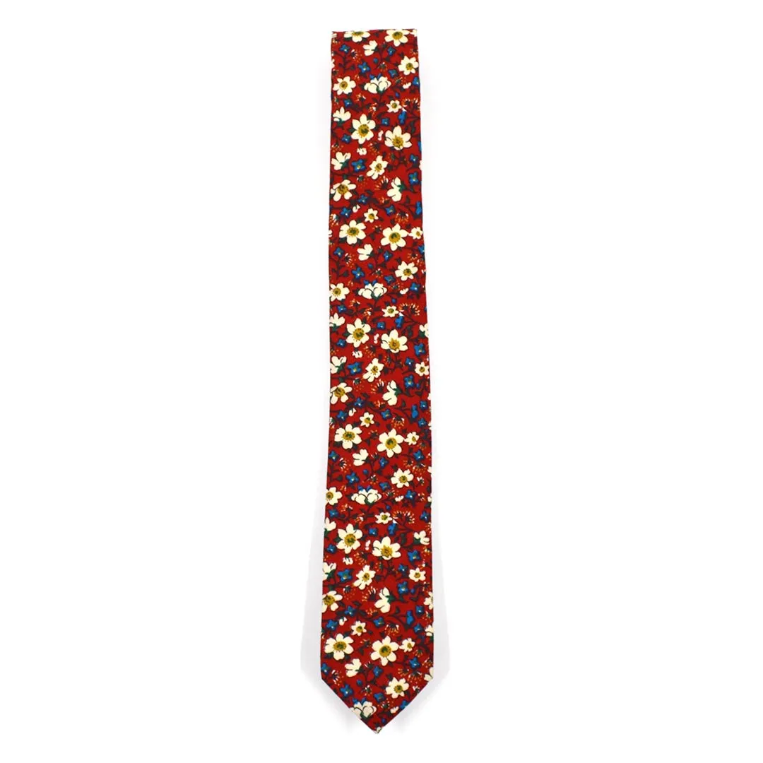 Floral Ruby Blooms Tie Set