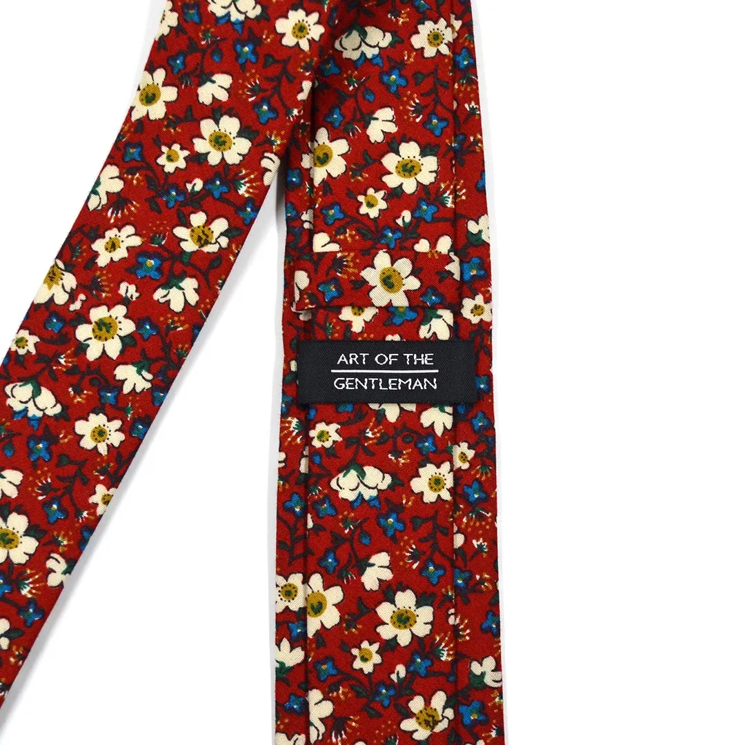 Floral Ruby Blooms Tie Set