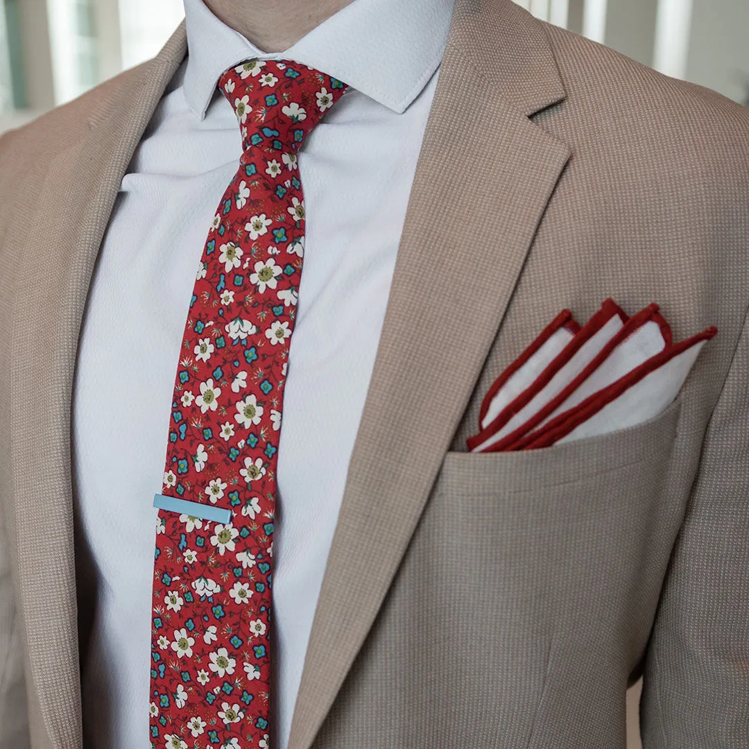 Floral Ruby Blooms Tie Set