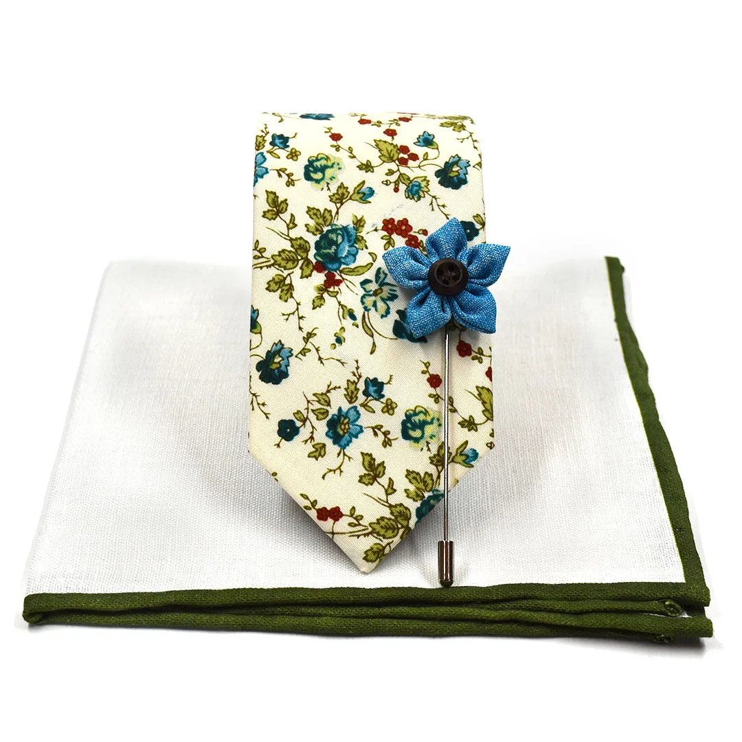 Floral Sage Cream Tie Set