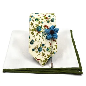 Floral Sage Cream Tie Set