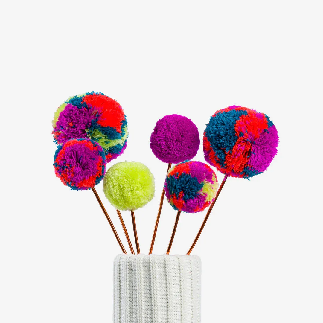 Fluffy Pom Flower Bouquet - Magenta Lime by Verloop