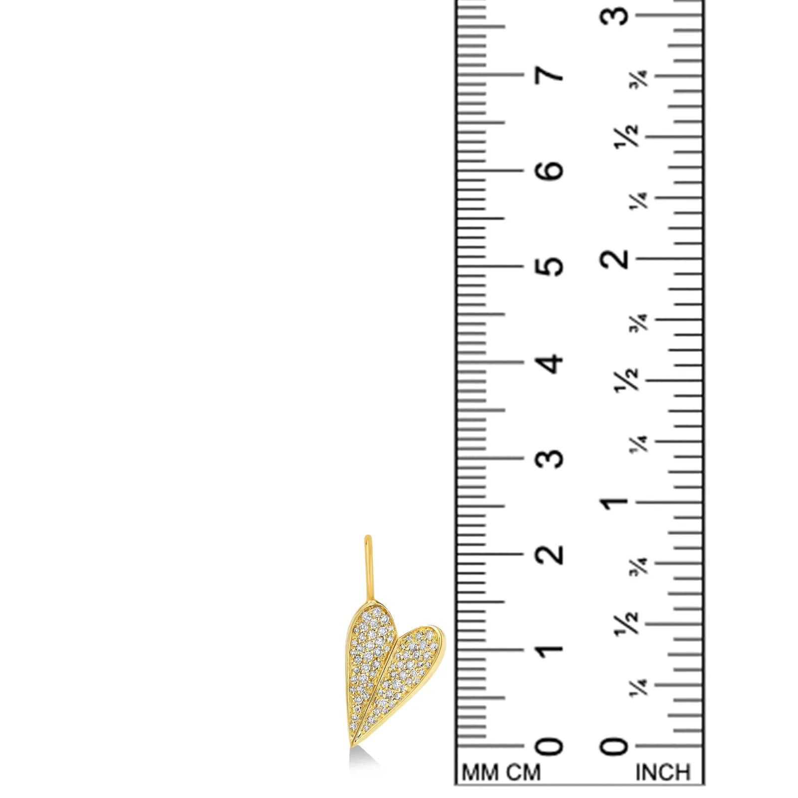Folded Heart Charm with Full Diamond Pavé