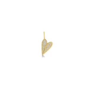 Folded Heart Charm with Full Diamond Pavé