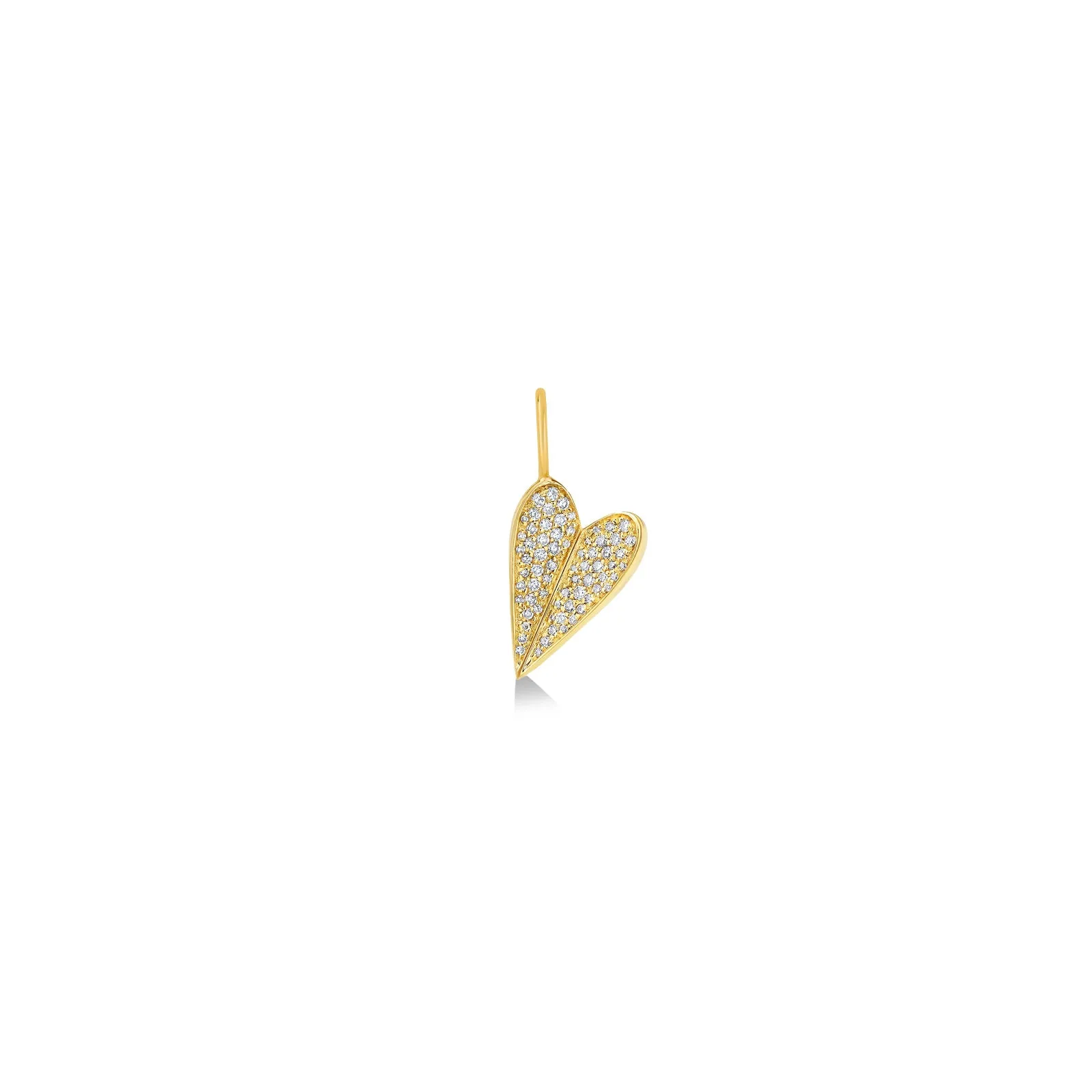 Folded Heart Charm with Full Diamond Pavé