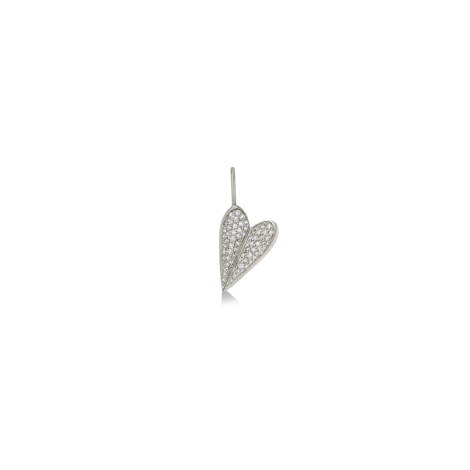 Folded Heart Charm with Full Diamond Pavé