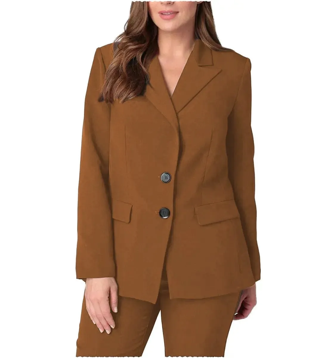 Formal Flat Peak Lapel Blazer 2 Pieces Women Suit