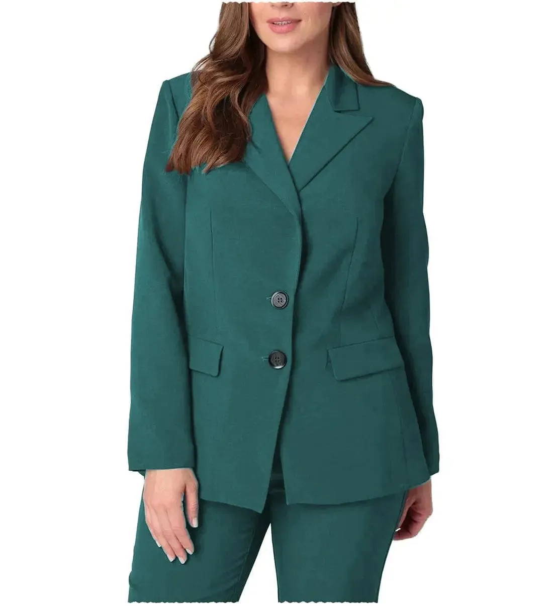 Formal Flat Peak Lapel Blazer 2 Pieces Women Suit