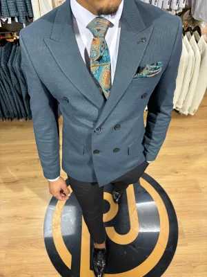 Frankel - Two Tone Petrol Green 2 Piece Suit