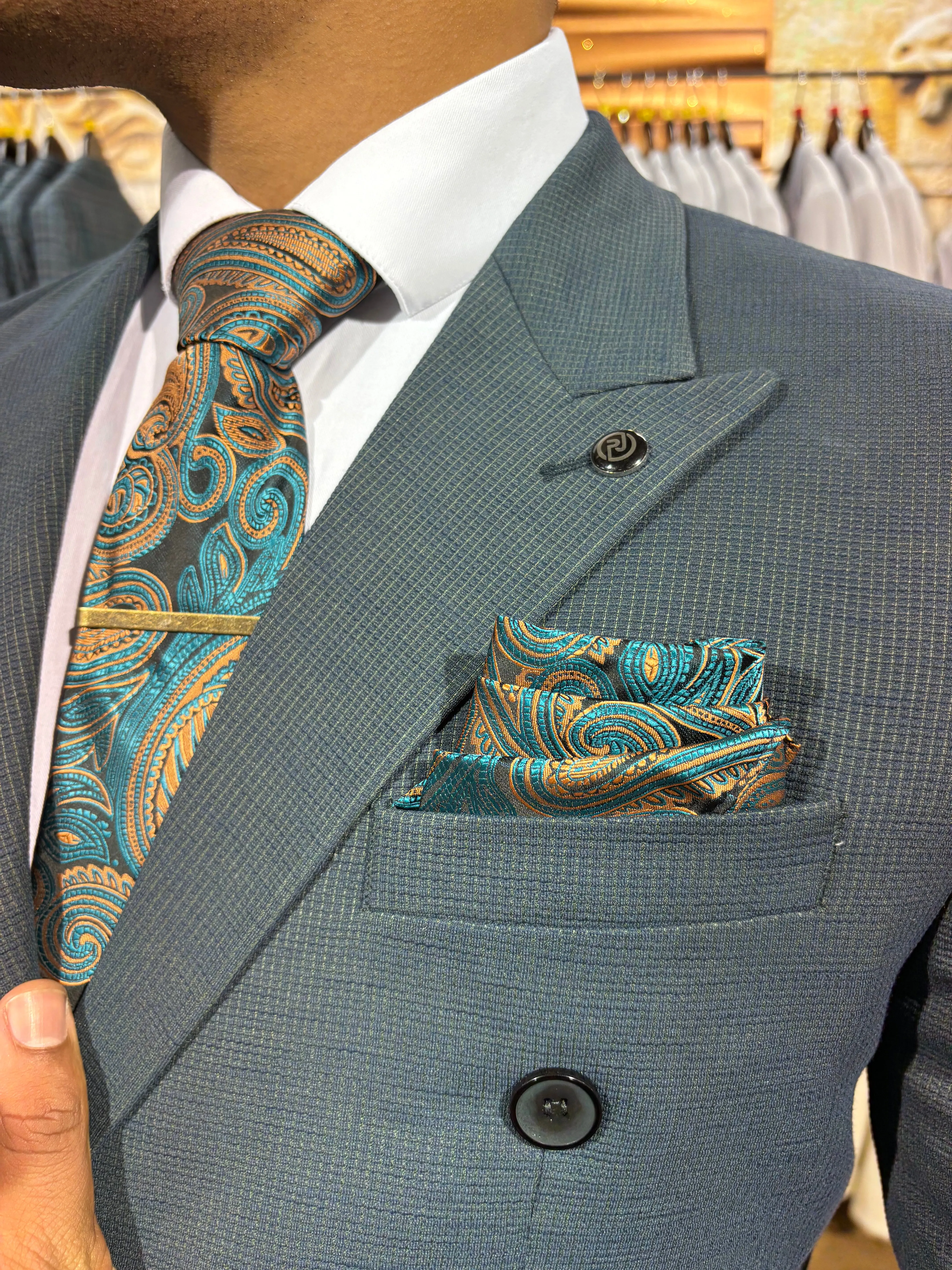 Frankel - Two Tone Petrol Green 2 Piece Suit
