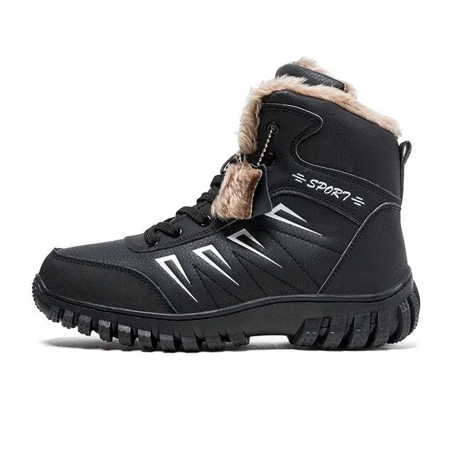 Genuine Leather Mens Hiking Shoes Winter