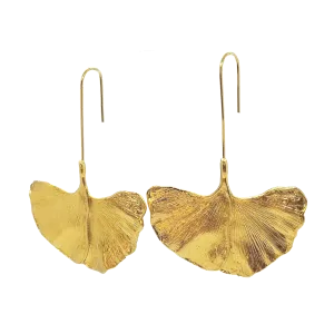Gingko Leave Brass Earrings