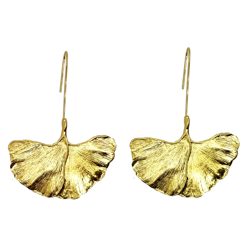 Gingko Leave Brass Earrings