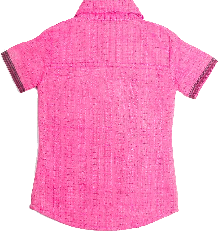 Girls White and Pink Light Weight Organic Cotton Blend Smart Short Sleeved Selvedge Trimmed Blouse