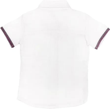 Girls White and Pink Light Weight Organic Cotton Blend Smart Short Sleeved Selvedge Trimmed Blouse