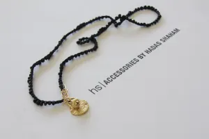 Gold and Black Miyuki stones Toggle Clasp Necklace