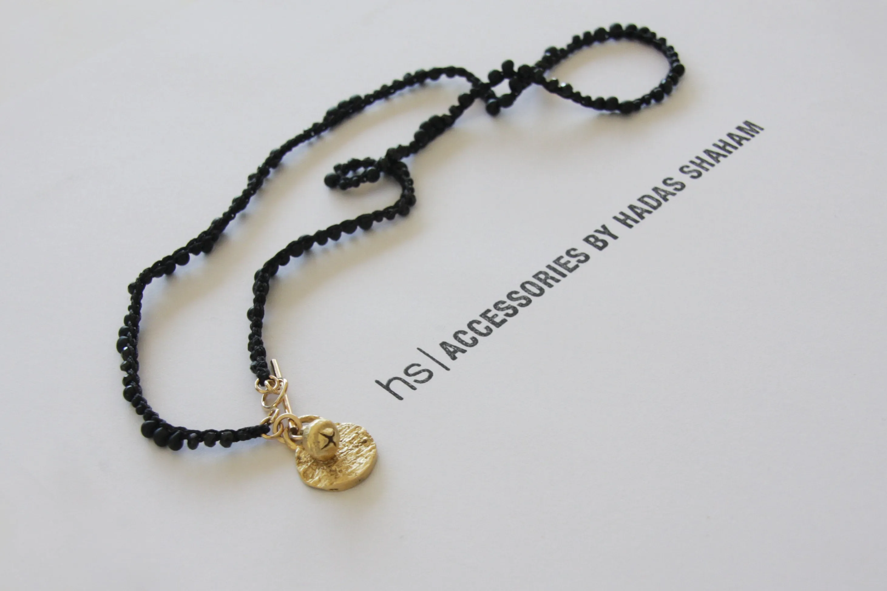 Gold and Black Miyuki stones Toggle Clasp Necklace