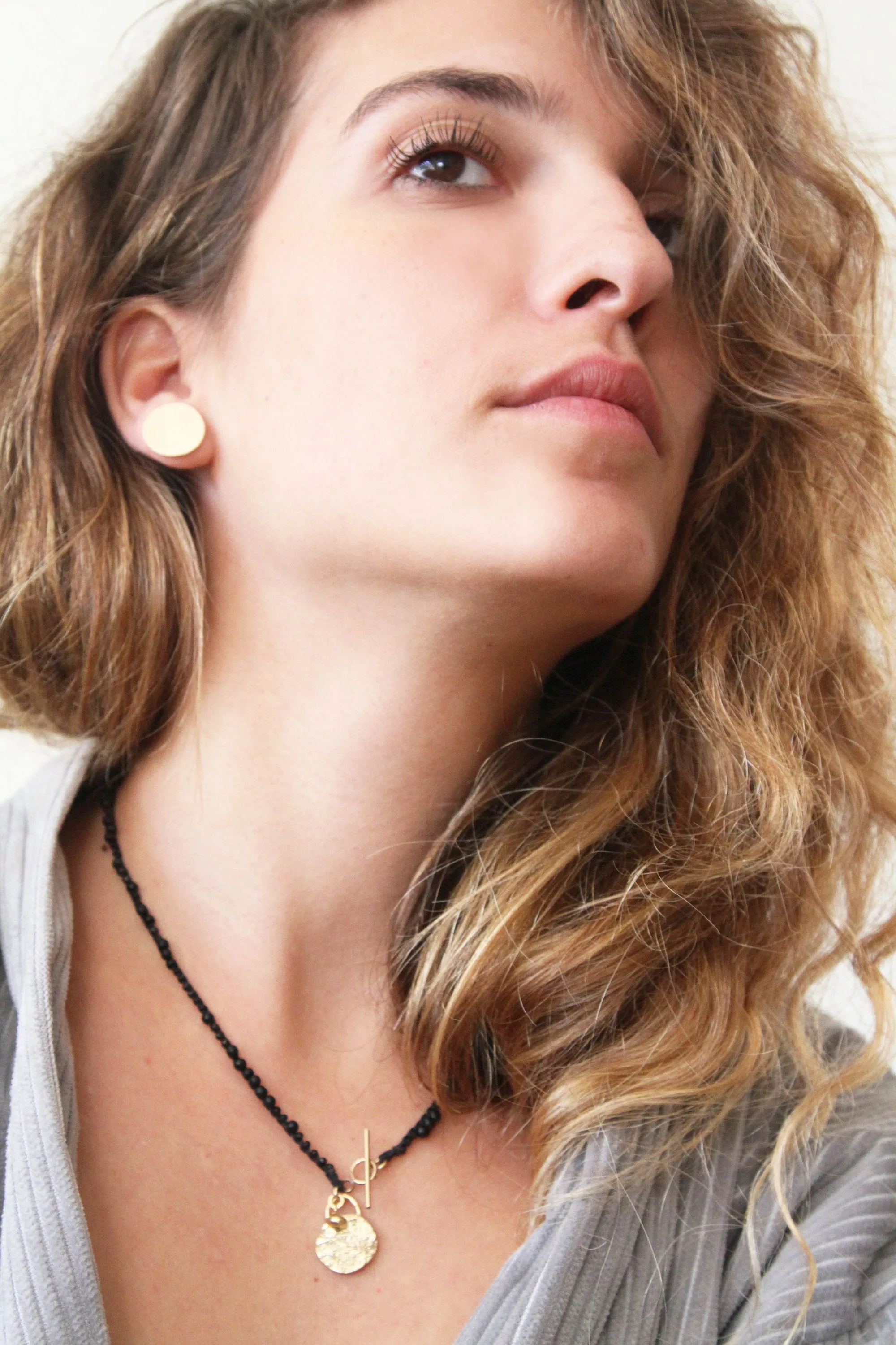 Gold and Black Miyuki stones Toggle Clasp Necklace