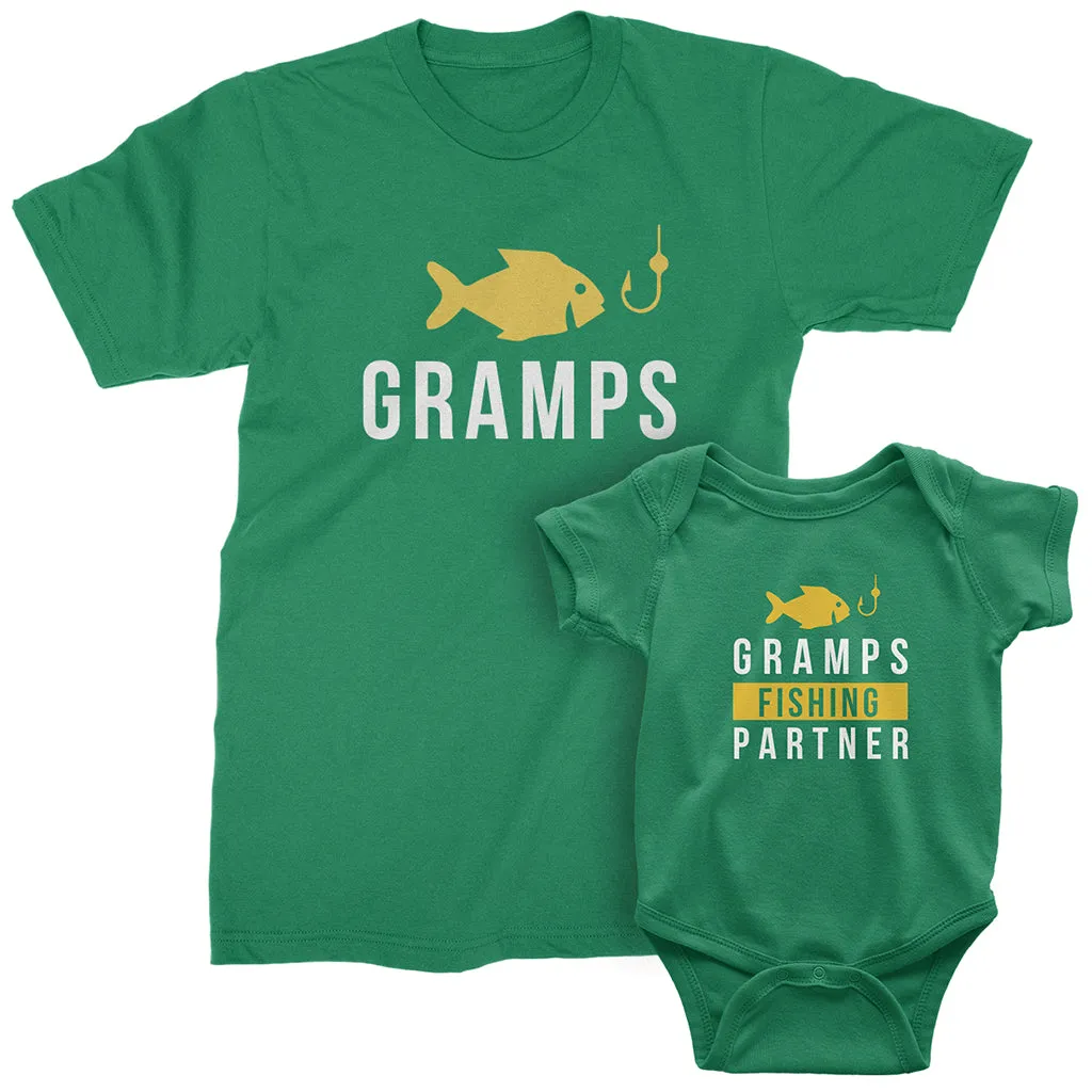 Gramps and Gramps Fishing Partner - Matching T-Shirts for Grandpa and Grandchild