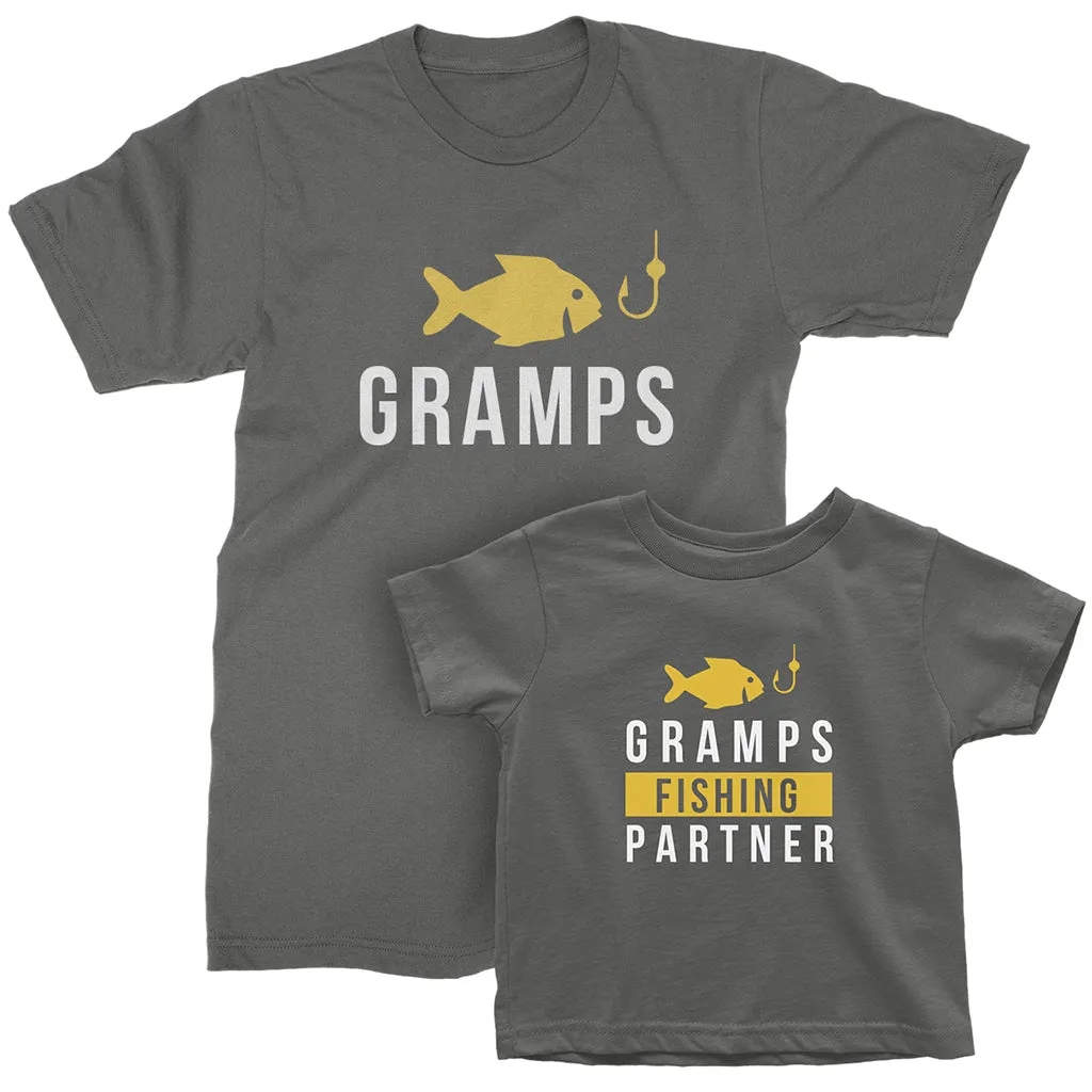 Gramps and Gramps Fishing Partner - Matching T-Shirts for Grandpa and Grandchild