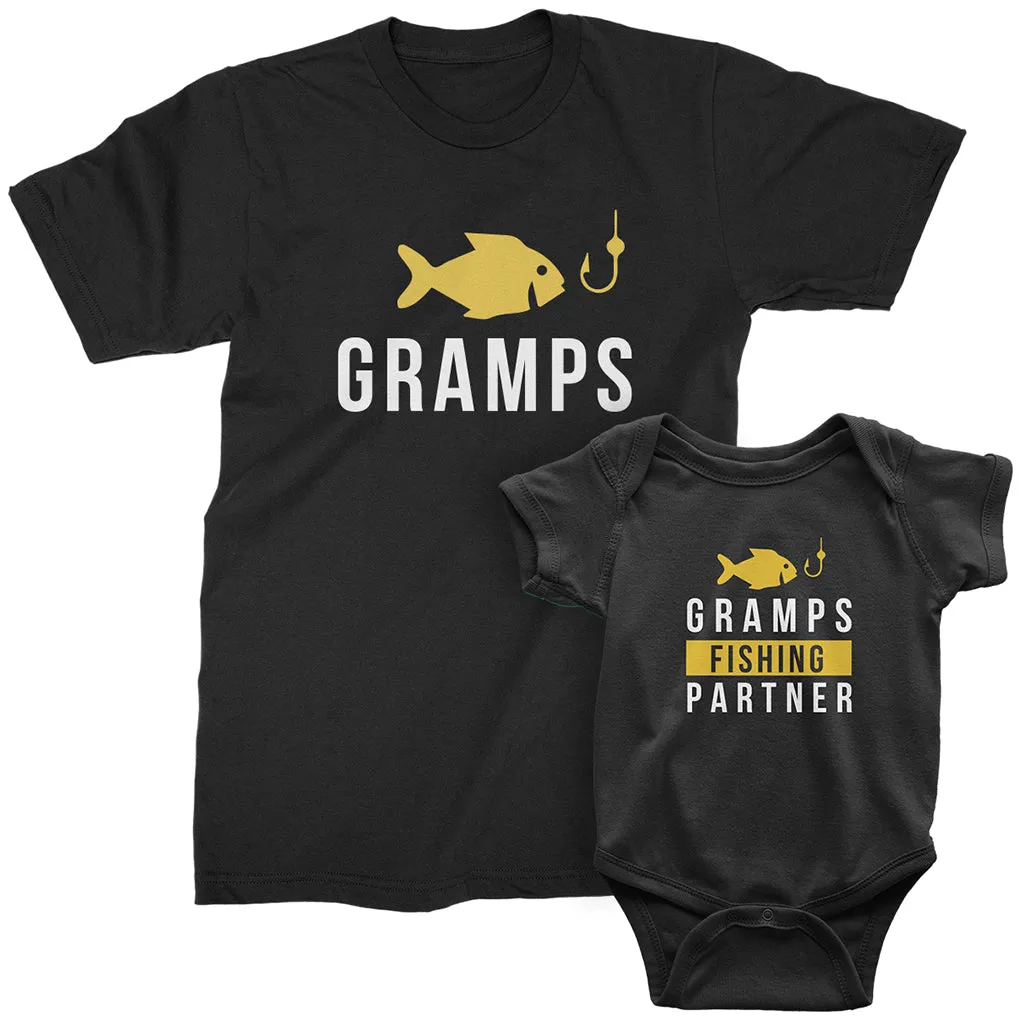 Gramps and Gramps Fishing Partner - Matching T-Shirts for Grandpa and Grandchild