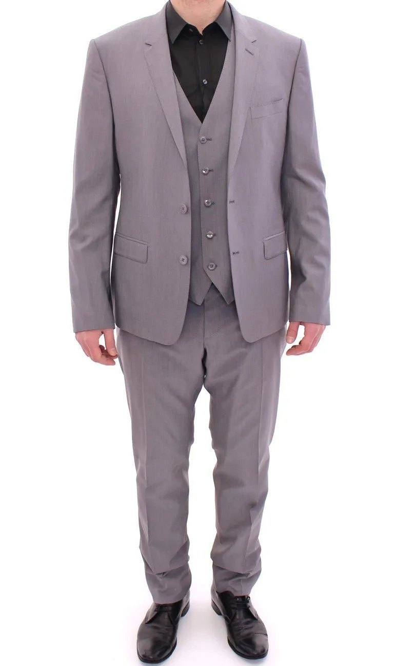 Gray Three Piece Wool Silk MARTINI Suit