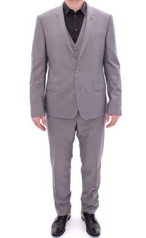 Gray Three Piece Wool Silk MARTINI Suit