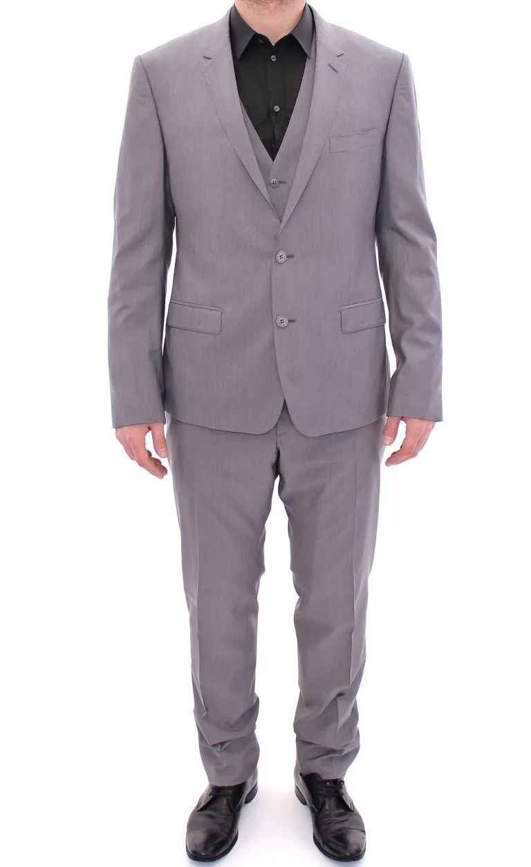 Gray Three Piece Wool Silk MARTINI Suit