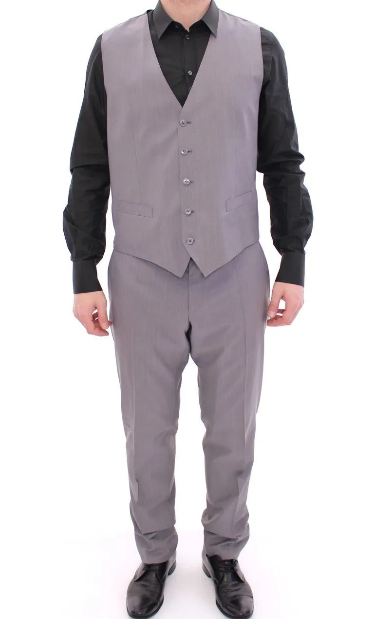 Gray Three Piece Wool Silk MARTINI Suit