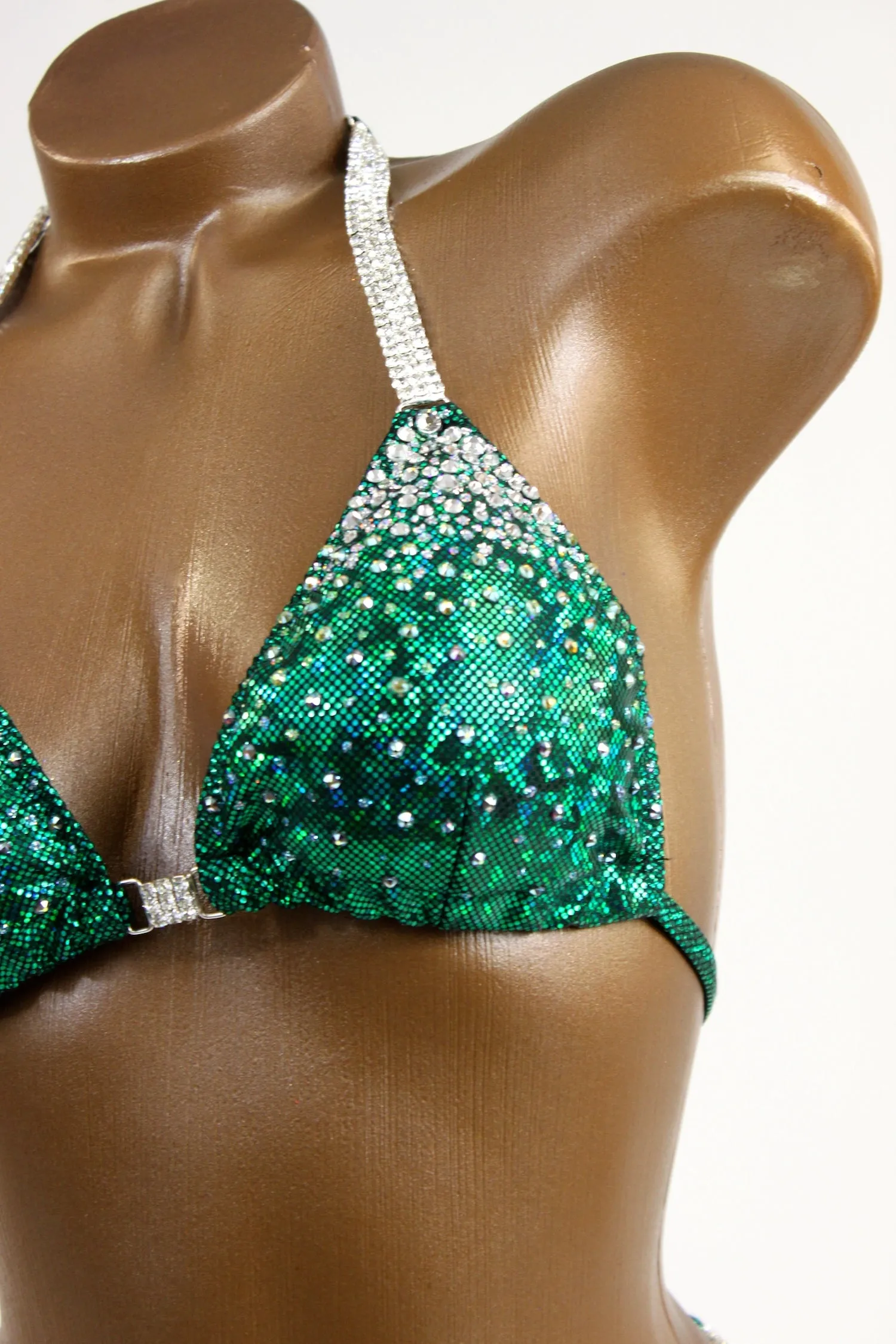 Green Gradient Hologram Spandex Bikini Suit