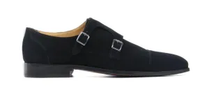 Handmade Black Suede Monk Dress Shoes for Men