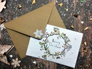 Handmade Plantable Seed Paper Illustrated Christmas cards
