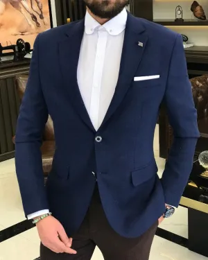 Handsome Dark Navy Notch Lapel Best Fitting Business Suits For Men