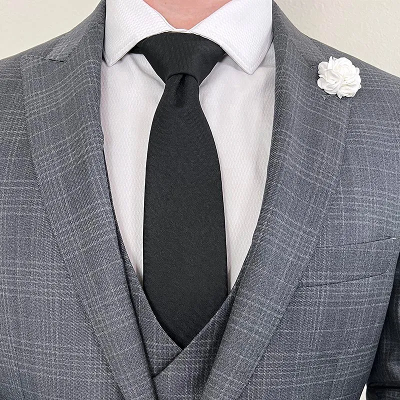 Herringbone Black Tie