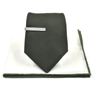 Herringbone Olive Tie Set