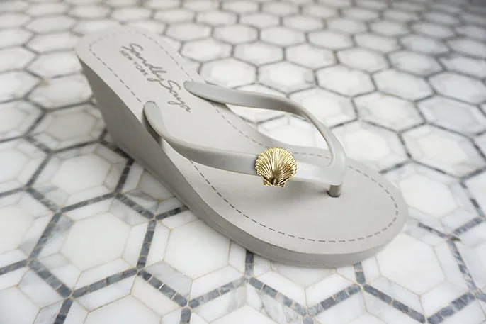 High Wedge Flip Flops with Gold Shell- 3 Colors