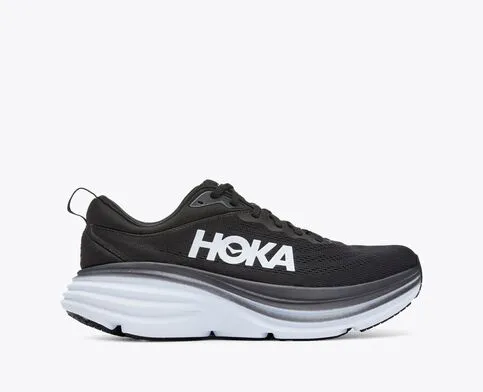 Hoka Men's Bondi 8 Cushioned Road Running Shoe in Goblin Blue/Mountain Spring & Black/White Available in Wide Widths