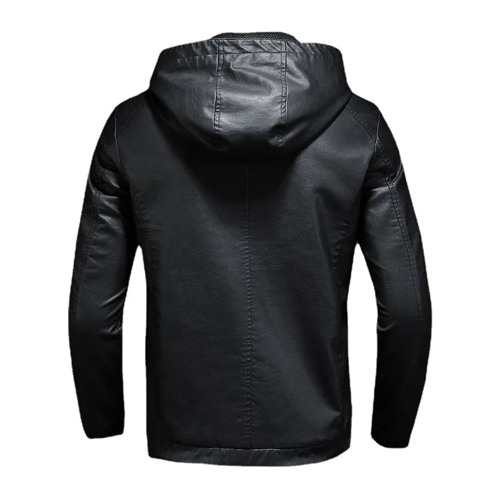 Hoodie Blake™ | Men's Stylish Hooded Leather Jacket | Genuine Leather, Zip Closure & Adjustable Drawstring