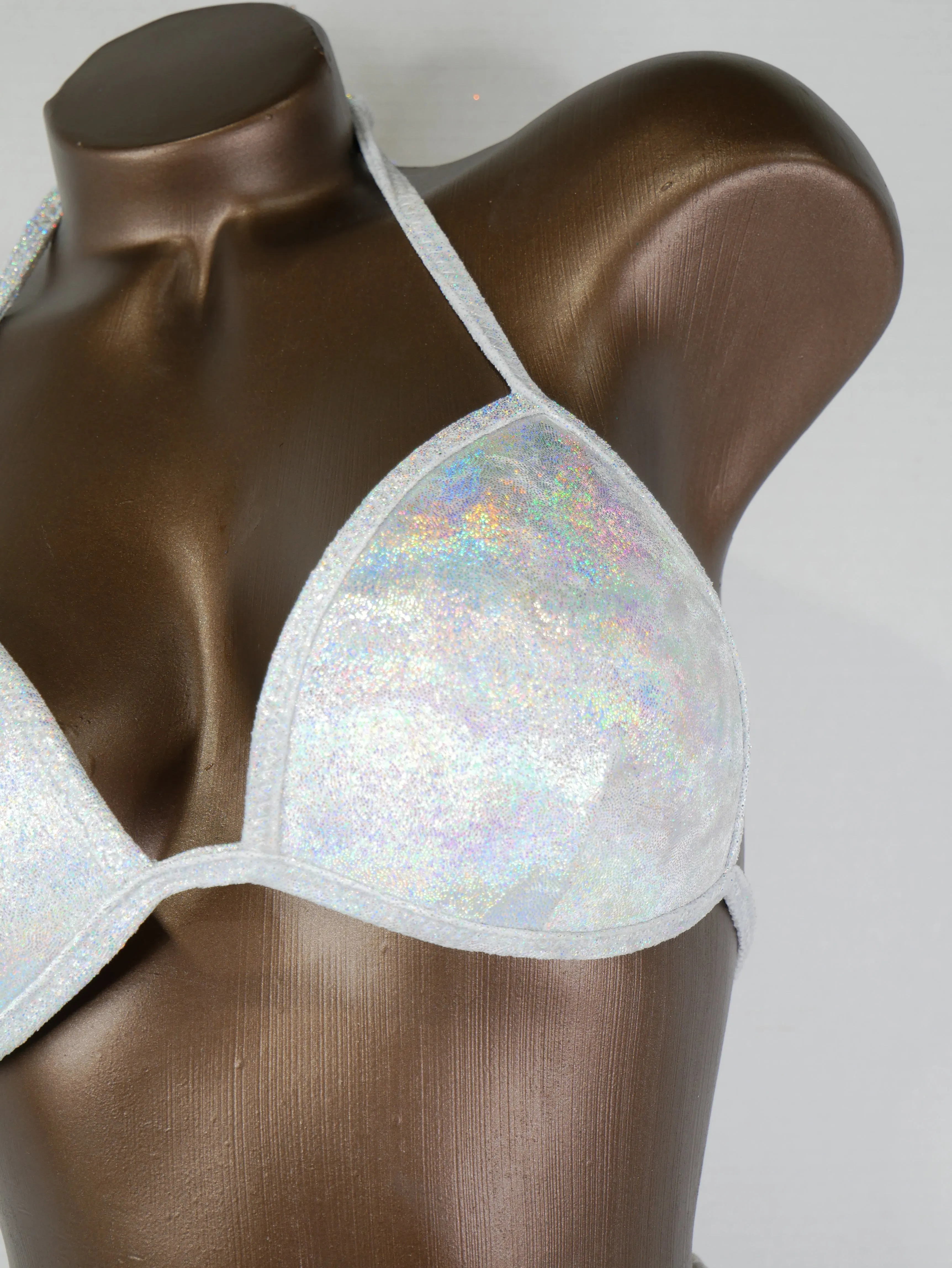 Iridescent White Velvet Posing Suit