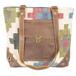 Isabella Recycled Military Canvas and Leather Tote in Multi Color