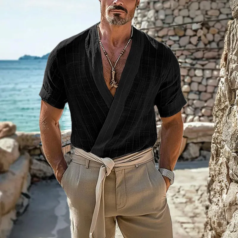 Iskander - Men's Retro Round Neck Raw Edge T-Shirt