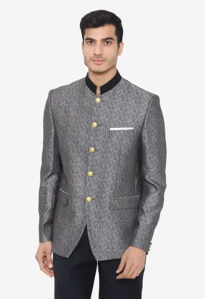 Jacquard Fabric Grey Bandhgala