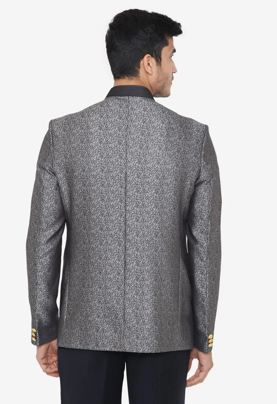 Jacquard Fabric Grey Bandhgala