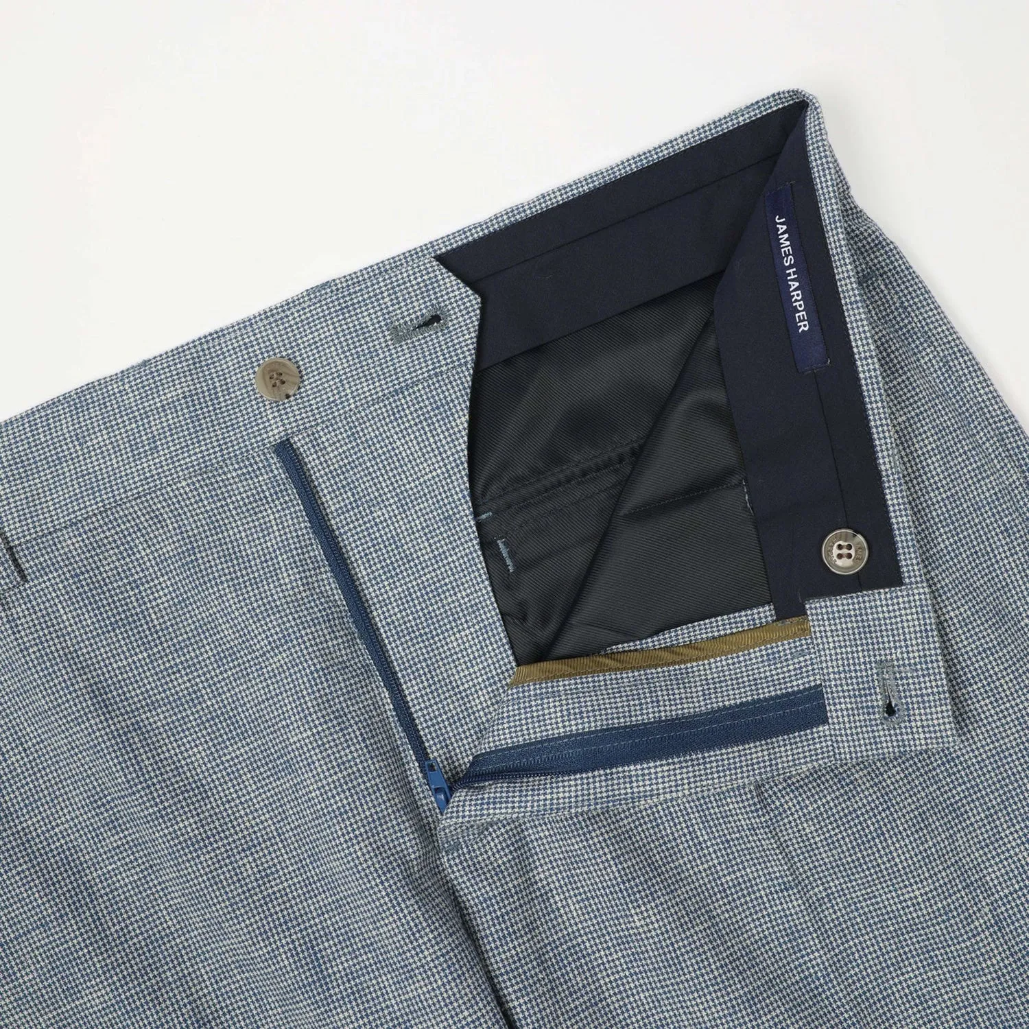 JAMES HARPER LINEN COTTON HOUNDSTOOTH TROUSER JHTR41