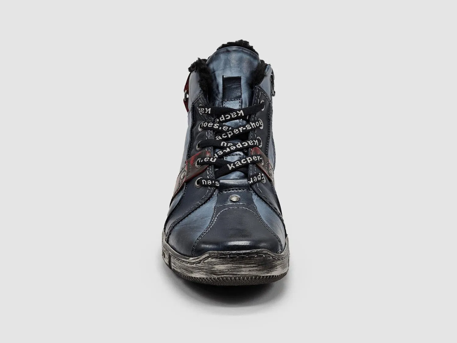 Kcr Group - Men's Comfort Thick Wool-lined Zip-up Leather Boots