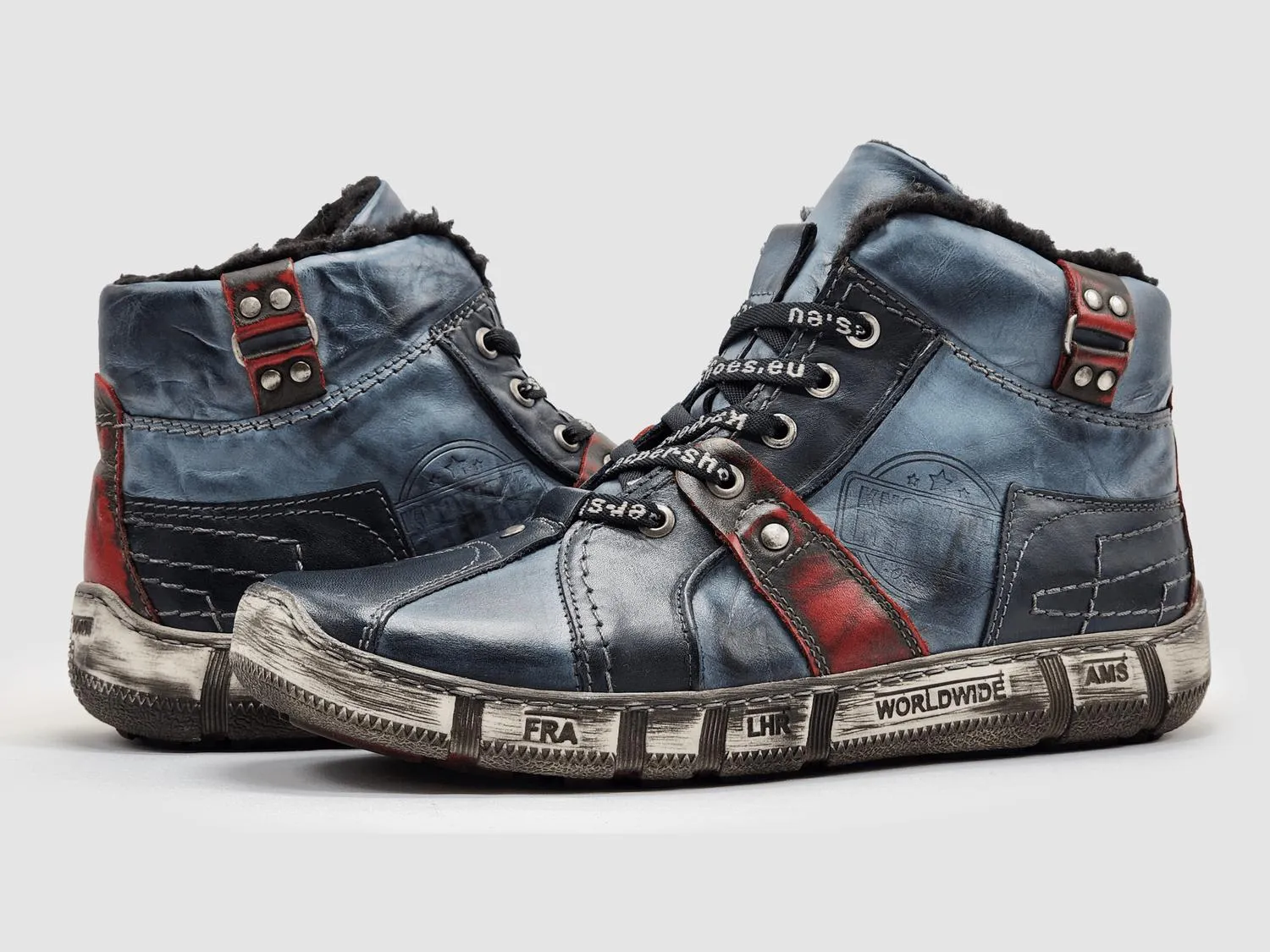 Kcr Group - Men's Comfort Thick Wool-lined Zip-up Leather Boots