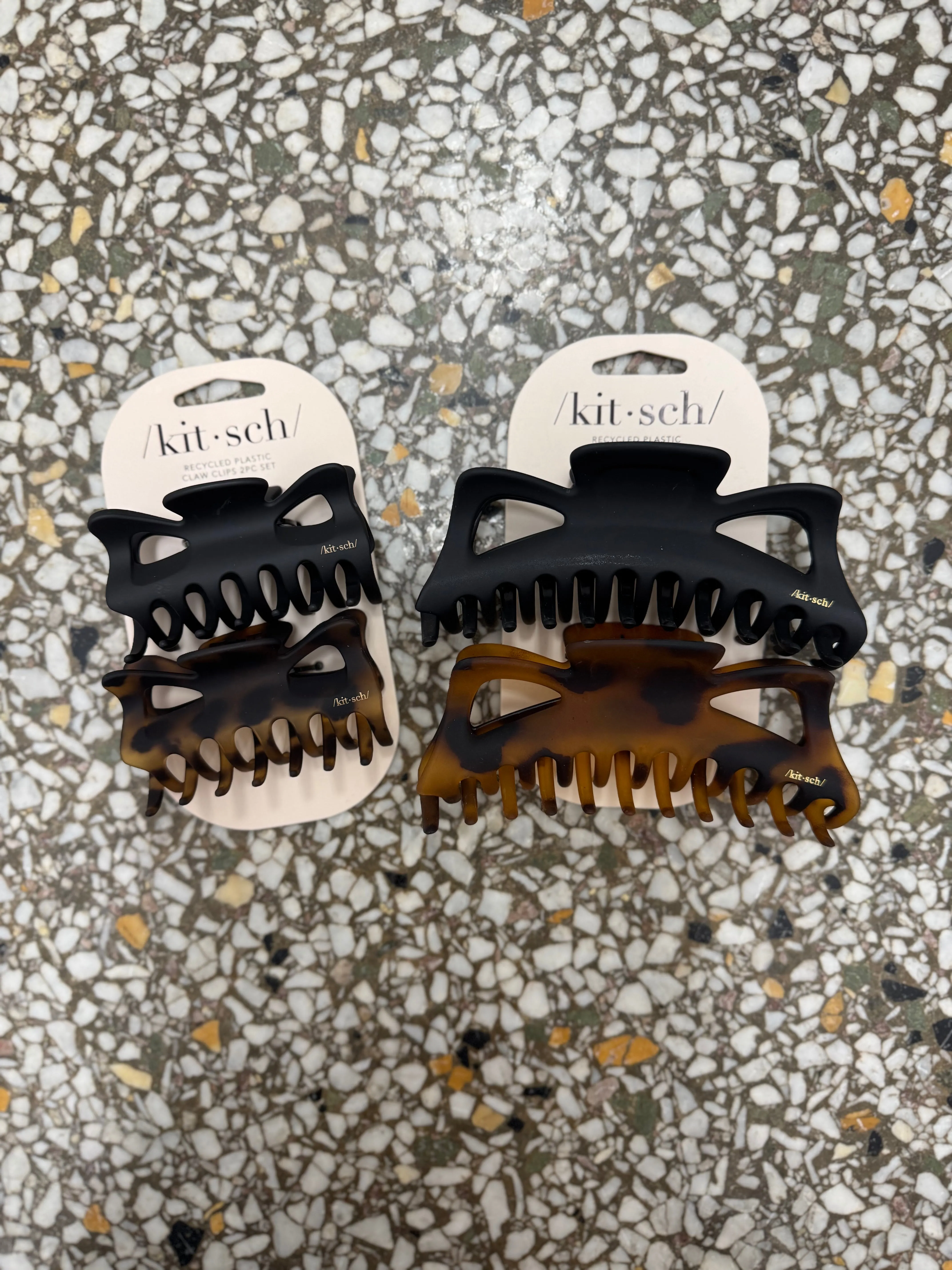 Kitsch Recycled Classic Claw Clip 2pc - Black & Tort