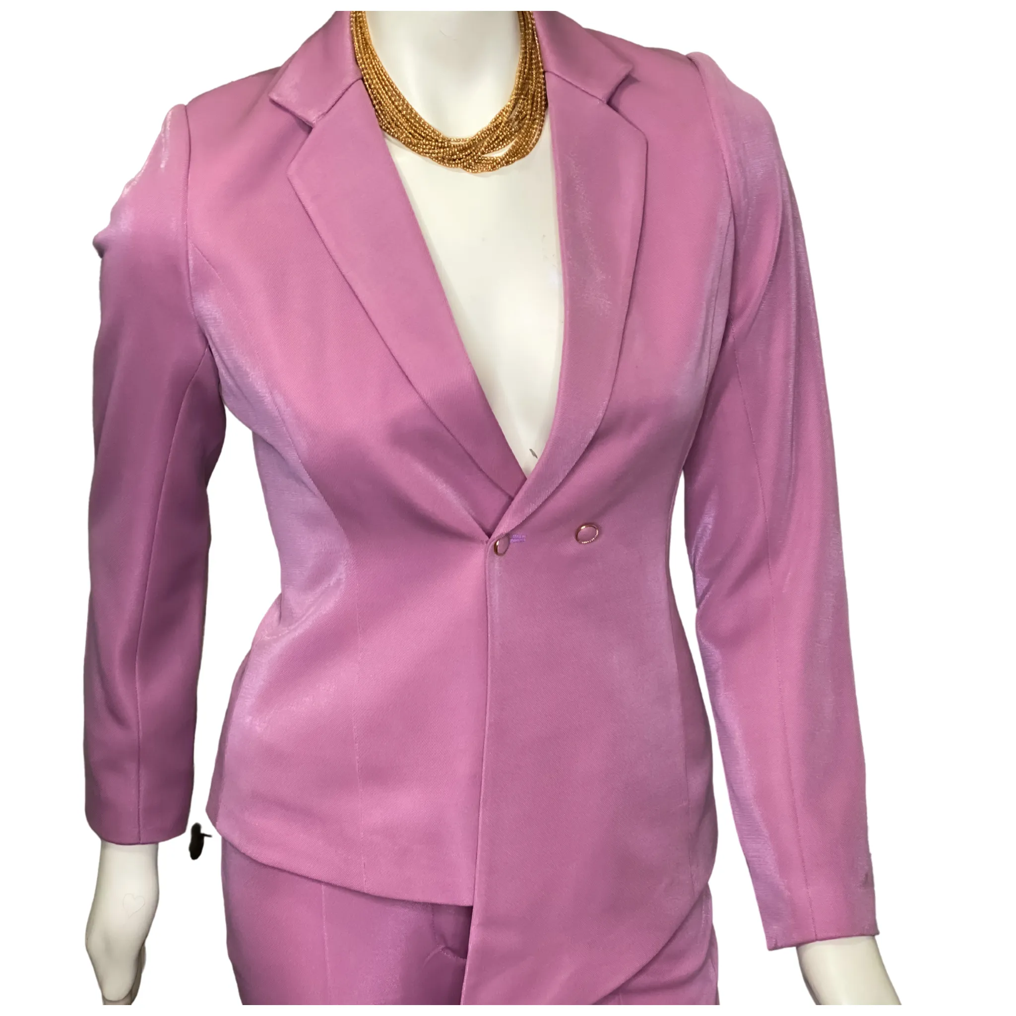 Label V neck draped women suit