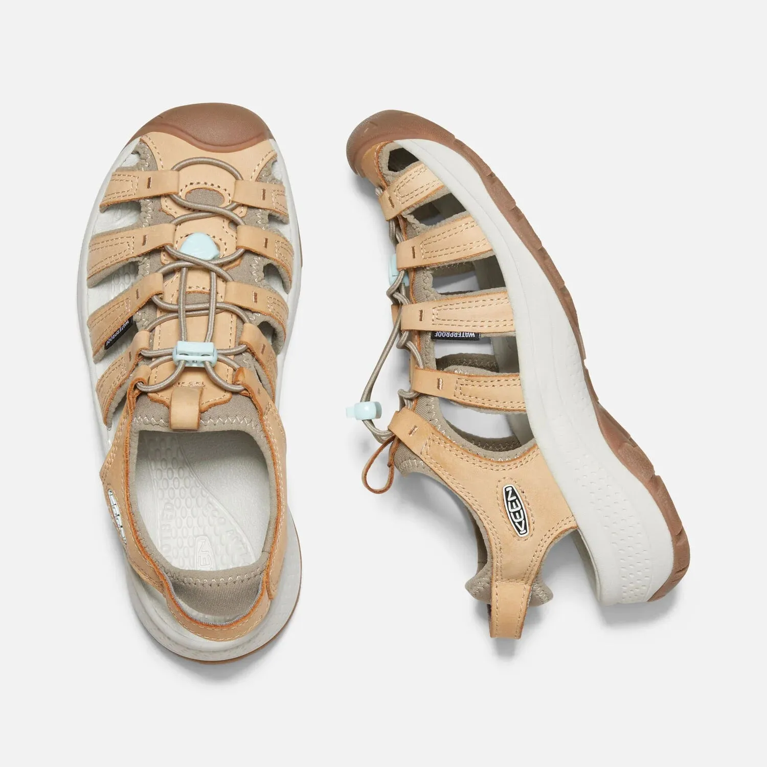 LADIES KEEN ASTORIA WEST LEATHER SANDAL - DOE/BLUE GLASS